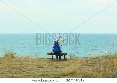 A Young Man Travels Alone. Solo Travelling. Lifestyle Vacations Concept