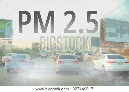 Smog City From Pm 2.5 Dust. Cityscape With Bad Air Pollution, Pm 2.5 Concept Photo, Bangkok, Thailan