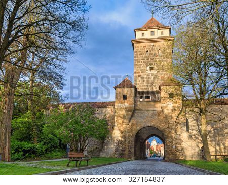 Galgentor (Gallows Gate) entrance to the Old Town of Rothenburg ob der Tauber, Bavaria, Germany, Europe, one of the most popular travel destination on Romantic Road touristic route