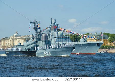 Saint Petersburg, Russia - July 25, 2019: Large Missile Boat 