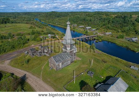 View Of The Old Wooden Church Of Elijah The Prophet In The Village Of Samino (saminsky Pogost) On A 