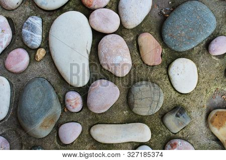Sea Stones On The Ground, Nature Summer Background.