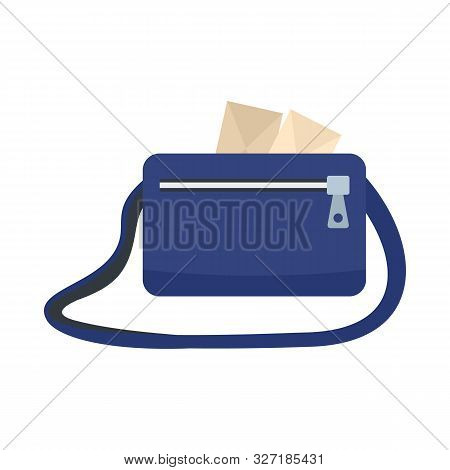 Postman Bag Icon. Flat Illustration Of Postman Bag Vector Icon For Web Design
