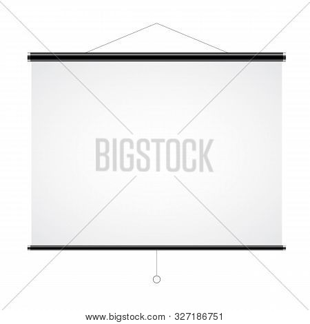 Realistic Illustration Of Blank White Projection Screen With Space For Text - Vector