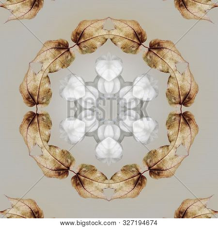 Golden Autumn With Leaves Flying In Mandala