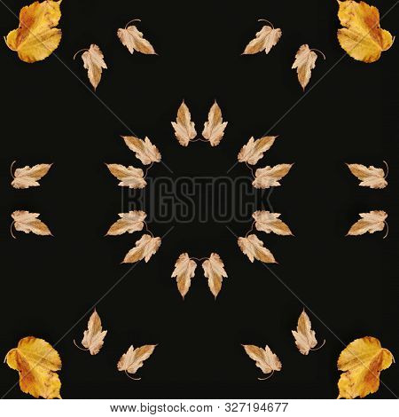 Golden Autumn With Leaves Flying In Mandala