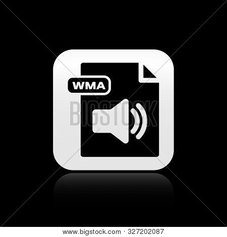 Black Wma File Document. Download Wma Button Icon Isolated On Black Background. Wma File Symbol. Wma