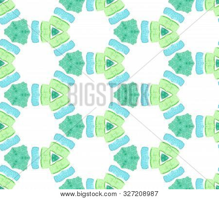 Blue Green Vintage Retro Seamless Pattern. Hand Drawn Watercolor Ornament. Stunning Repeating Tile. 