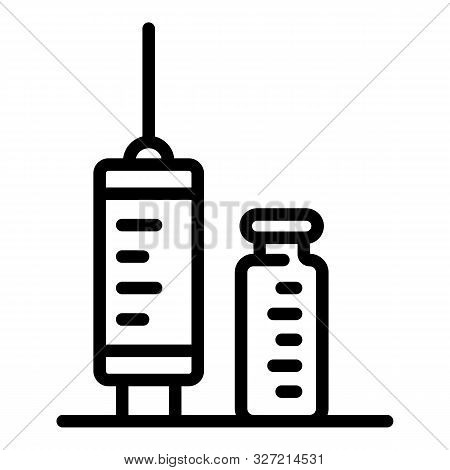 Syringe Ampule Icon. Outline Syringe Ampule Vector Icon For Web Design Isolated On White Background