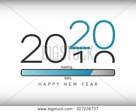 2020 New Year Illustration With Loading Bar And Percent Load. Waiting For Loading Of New Year And Me