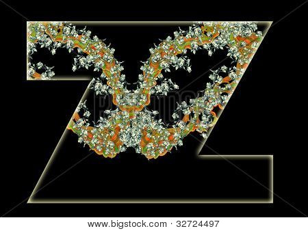 Vintage initialer bogstavet Z i stil med Art Deco, efter en gammel commercial paper af den russiske Empi