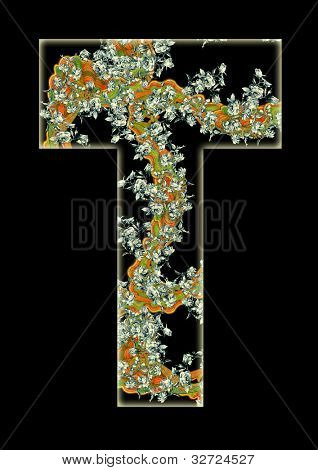 Vintage initialer bogstavet T i stil med Art Deco, efter en gammel commercial paper af den russiske Empi