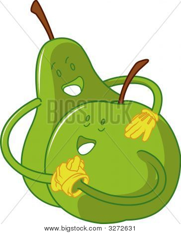 Apple en Pear Cartoons omarmen