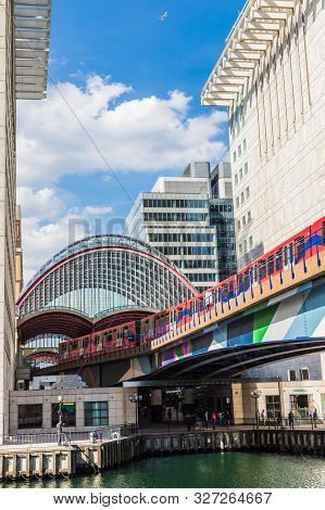 Canary Wharf London. 23 May 2019. A View Of The Dlr Station Of Canary Wharf In London