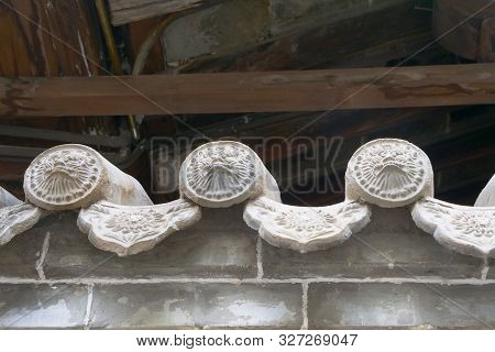 Traditional Chinese Residences Interior Stone Brick Wall With Ancient Carving In Tianshui Folk Arts