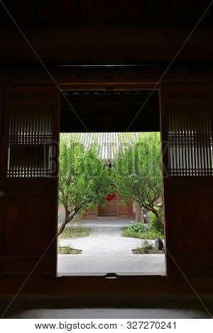 Traditional Chinese Residences Siheyuan Garden View In Tianshui Folk Arts Museum Hu Shi Folk House,