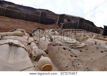 Maijishan Cave-temple Complex In Tianshui City, Gansu Province China. A Mountain With Religious Cave