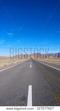 Landscape View Of Beautiful Blue Sky And High Way Road In Gansu Cina