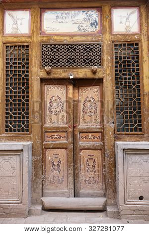 Anceint Traditional Retro Chinese Architecture Residential House Interior In Gansu China.