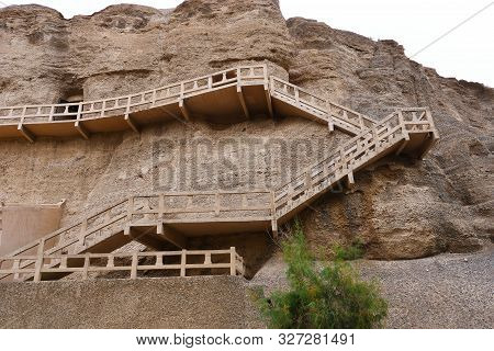 Landscape View Of The Yulin Cave In Dunhuang Ggansu China