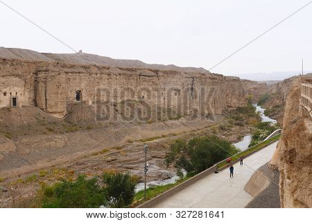 Landscape View Of The Yulin Cave In Dunhuang Ggansu China
