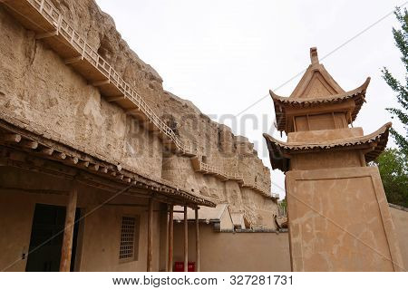 Landscape View Of The Yulin Cave In Dunhuang Ggansu China