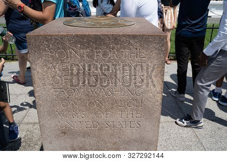 Washington, Dc - August 4, 2019: The Zero Milestone - Point For The Measurement Of Distance From Was
