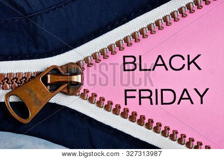 Black Friday Sign In Zipper-shop Sale Of Goods At A Reduced Price.custom Shopping-the Opportunity To