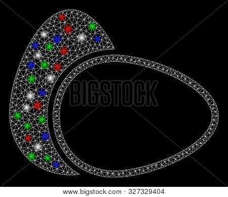 Bright Mesh Boiled Eggs With Glow Effect. White Wire Carcass Polygonal Mesh In Vector Format On A Bl