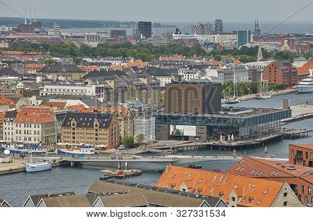 Skyline Of Scandinavian City Of Copenhagen In Denmark During A Cloudy Day