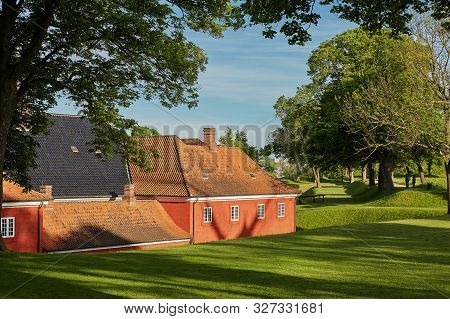 Red Houses In The Historical Fortress Kastellet In Copenhagen