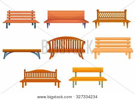 Bench Icons Set. Cartoon Set Of Bench Vector Icons For Web Design