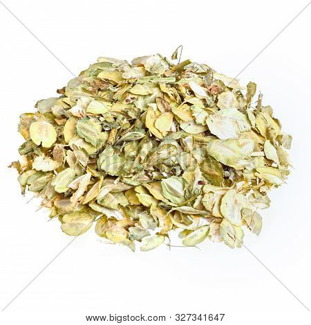 Dry Thlaspi Arvense For Medical Use Isolated On White.