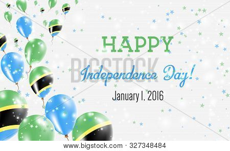 Tanzania, United Republic Of Independence Day Greeting Card. Flying Balloons In Tanzania, United Rep