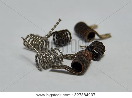 Close Up Twisted Coils For E Cig Or Electronic Cigarette For Vape Devices