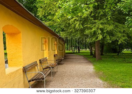 A Shady Walkway Outside A Cafe At Hellbrunn Palace, Built In 1613-19 By Prince-archbishop Markus Sit