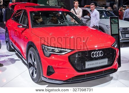 Frankfurt-september 19:  Audi E-tron 55 Quattro At The Frankfurt International Motor Show On Septemb