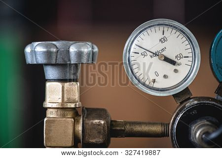 Air Pressure Meter Close Up Abstract Background.