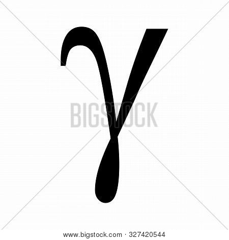 Lowercase Gamma Icon Illustration. Black Letter On White Background.