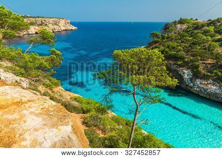 Beautiful Beach Cala Des Moro, Palma Mallorca, Spain, Balearic Island