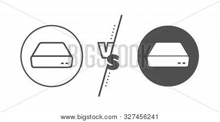 Small Computer Device Sign. Versus Concept. Mini Pc Line Icon. Line Vs Classic Mini Pc Icon. Vector