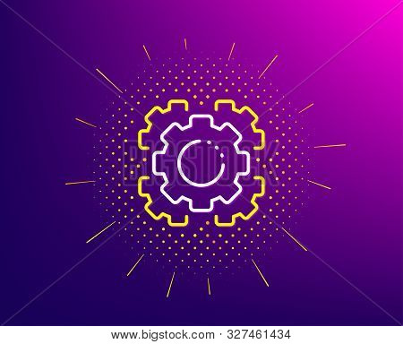 Seo Gears Line Icon. Halftone Pattern. Settings Cogwheel Sign. Traffic Management Symbol. Gradient B
