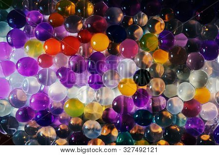 Abstract Texture, Color Balls Of Hydrogel For The Background. Hydrogel Beads.