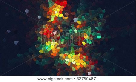 Computer Generated Abstract Background Of Colorful Mosaic Of Various Shapes, 3d Rendering
