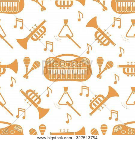 Seamless Pattern Musical Instruments Toys For Kids