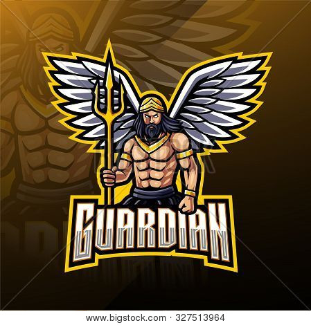 Guardian Angel Mascot Logo Design With Taxt
