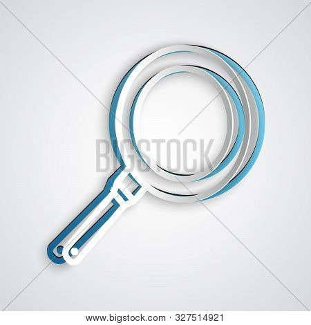 Paper Cut Frying Pan Icon Isolated On Grey Background. Fry Or Roast Food Symbol. Paper Art Style. Ve