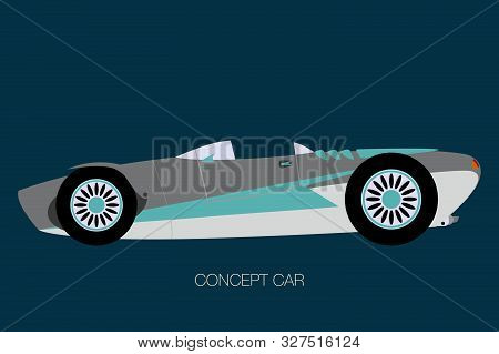 Convertible Super Car, Side View, Flat Design Style, Fully Editable