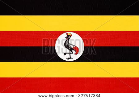 Republic Of Uganda National Fabric Flag, Textile Background. Symbol Of International African World C
