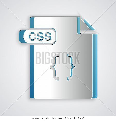 Paper Cut Css File Document. Download Css Button Icon Isolated On Grey Background. Css File Symbol. 